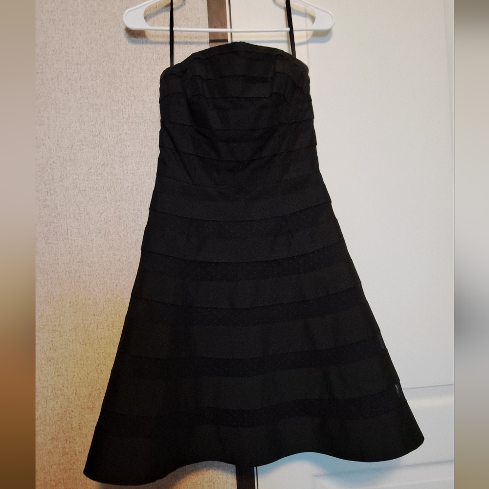 White House Black Market Black A-Line Ruffled Dress